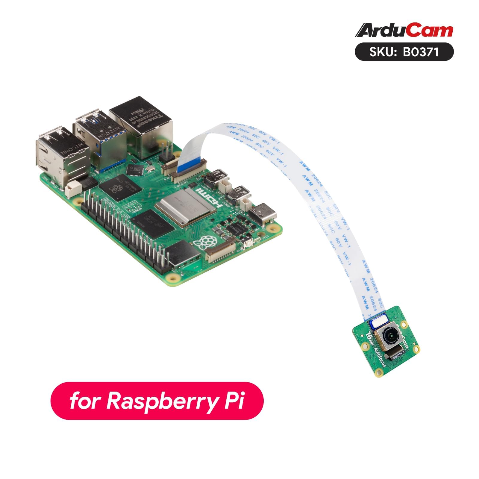Arducam IMX519 オートフォーカスカメラモジュール Raspberry Pi用